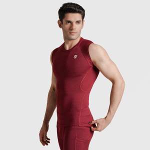 เสื้อกล้ามรัดรูปแขนกุดสำหรับผู้ชาย GA สีมารูน - Product Image 3