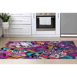 Alfombra con Diseño de Grafiti Musical: Arte de Instrumentos Coloridos - Alfombra Antideslizante, con Pelo Suave - Product Image 2