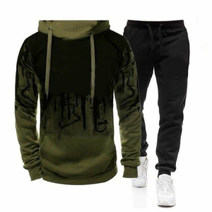 Survêtements de jogging à capuche en coton gris pour hommes, vêtements de sport de fitness à coupe ajustée, ensemble de pantalons à jambes longues, automne/hiver, imprimé polaire - Product Image 4