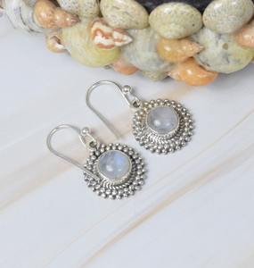 Bijoux à la mode cadeau parfait pour les amoureux 925 argent Sterling massif bleu feu pierre de lune pierres précieuses boucles d'oreilles pendantes pour femmes - Product Image 3