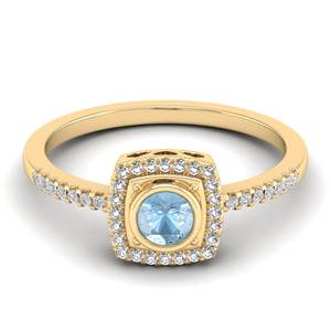 REYES 925 plata esterlina GRA certificado Moissanite Birthstone anillo corte redondo 0,25 quilates aguamarina piedras preciosas anillos de compromiso - Product Image 6