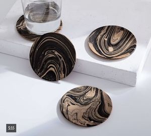 Ensemble de sous-verres en résine époxy de qualité colorée avec effet océan Dessous de verre rond carré décoratif en résine époxy par Craftsy Home - Product Image 5