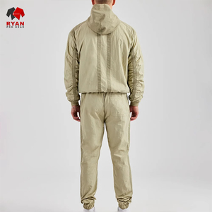 Haute qualité 100% Polyester Baggy Jogging survêtement hommes veste zippée Baggy pantalon Nylon coupe-vent costume - Product Image 4