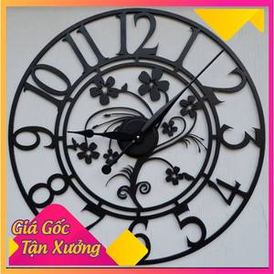 Reloj de Pared Decorativo de Lujo TDH004, de Una Sola Cara, Cuarzo Analógico, con Motivo de Planta, Logotipo Personalizado, Resina y Metal, para Decoración del Hogar - Product Image 1