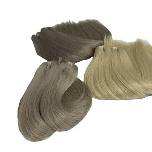 Extensión de cabello humano sin procesar, producto 100 Real, precio de fábrica, eslavo europeo, Color rubio platino, 1200