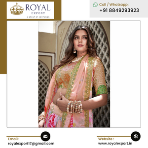 Beau et luxe créateur de mode nouvelle Collection séquence et broderie travail écrasé Chinon Lehenga Choli - Product Image 4
