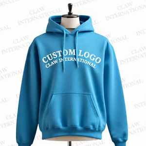 Pull-over thermique d'hiver décontracté pour hommes, tissu en polaire de coton et polyester uni, bouffée d'épaule ample imprimée de logo personnalisé, vente en gros - Product Image 1