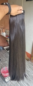 Extensiones de cabello Remy de trama recta de un donante de doble dibujado Original del sur de la India Cabello de onda profunda de templo indio crudo - Product Image 5