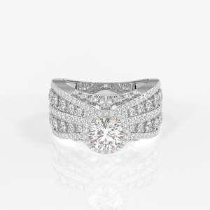 Women's Round Cut Moissanite Diamond <b>Cocktail</b> Sterling Silver <b>Ring</b> - Product Image 5