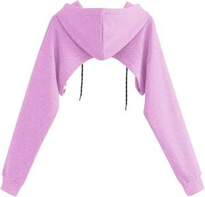 High Quality Custom Made <b>Teen</b> Girls Casual Long Sleeve Crop <b>Hoodies</b> Pullover Tops Hooded Sweatshirts Trendy Design Classic 2024 - Product Image 2