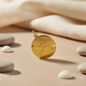 Collar con Colgante de Estrella Celestial Chapado en Oro Fino con Piedras Brillantes para Mujer, Regalo de Joyería del Zodiaco - Product Image 3