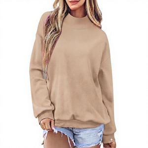 Sweat-shirt surdimensionné à col montant rose foncé pour femme, pull en molleton confortable à manches longues - Product Image 4