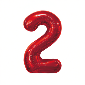 Palloncino Foil Numero 2 Rosso 100cm per Feste, Riempibile con Elio, Decorazione per Feste - Product Image 2