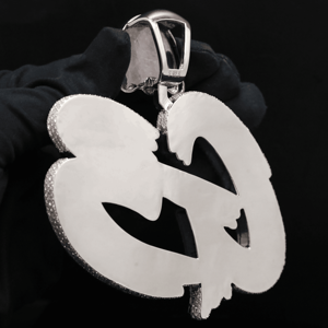 Colgante de nombre personalizado de acero inoxidable plateado con diamantes CZ estilo hip hop - Product Image 2