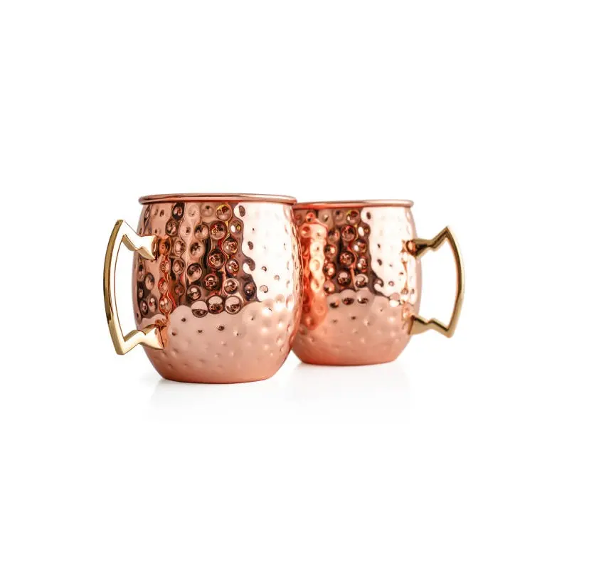 Beautiful Design Copper Metal Hammered Cup With Brass Finishing Handle Looking Most Trending Mostly Use in Hotels Restaurants