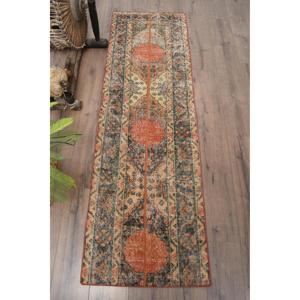2.1x6.9 ft Vintage Rug, Turkish Runner Rug, <b>Brown</b> Southwestern <b>Wool</b> Rug - Product Image 1