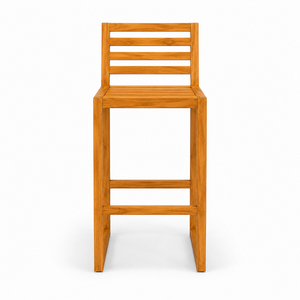 Tabouret de bar Linea moderne et minimaliste en teck massif de qualité supérieure, hauteur comptoir, durable et robuste, pour îlot de cuisine - Product Image 2