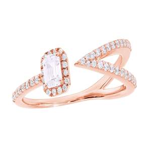 Round And Emerald Diamond <b>Unique</b> Design <b>Engagement</b> <b>Ring</b> For Women - Product Image 3