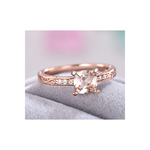 100% naturel rose Morganite 14kt or massif luxe nouveau Design or massif bijoux fins bagues avec bague en diamants véritables - Product Image 1