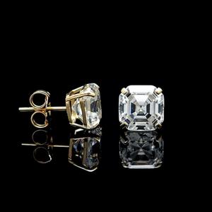 Pendientes de moissanita de corte Asscher para mujer, pendientes de tuerca de moissanita, pendientes de moissanita de plata esterlina, pendientes de diamante solitario - Product Image 6