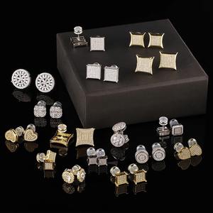 Pendientes de tuerca para hombre Cities Jewelry Wholesale, chapados en oro de 18k, plata de ley 925 con circonita cúbica, para hombre - Product Image 4