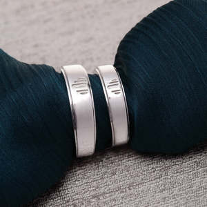 NOVAMART Fine <b>Men's</b> Rhodium-Plated Rhodium-Rhodium Plated 925 Sterling Silver Zircon Inlay <b>Ring</b>-<b>Set</b> of 2 Wholesale Export - Product Image 2
