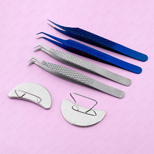 Pinzas de pestañas de 90 grados de alta calidad, punta de fibra antideslizante, Plata de lujo, pinzas de volumen de arranque Maga de 90 grados, sujeción de diamante - Product Image 1