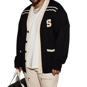 Custom Embroidery <b>Knit</b> Varsity <b>Cardigan</b> Sweater <b>Men</b> Knitwear Long Sleeve Uniform Jacquard V-Neck Knitted <b>Cardigan</b> Sweater <b>Men</b> - Product Image 2