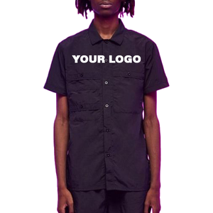 Conjunto corto de nailon cortavientos con logotipo personalizado OEM 2025 para hombre, chándal a prueba de viento, chaquetas y pantalones cortos con botones, conjuntos de dos piezas para hombre - Product Image 2