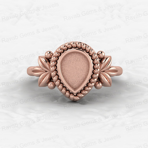 Solide 925 Argent 6x8mm Poire Lunette Coupe Base Réglage Feuille Tressé Conception Bon Pour Résine Cendres Travail Bijoux Résultats Composant - Product Image 2