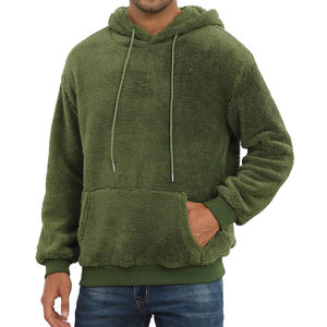 High Quality Fashionable & Breathable Logo Print <b>Men</b> <b>Sherpa</b> <b>Hoodies</b> / Custom Plus Size <b>Men's</b> Long Sleeve <b>Sherpa</b> Fleece <b>Hoodies</b> - Product Image 1