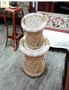 Taburete Otomano Antiguo de Bambú con Cordones, Negro Antideslizante, con Incrustaciones de Hueso, Diseño Moderno para Apartamento, Sala de Estar o Exterior - Product Image 6