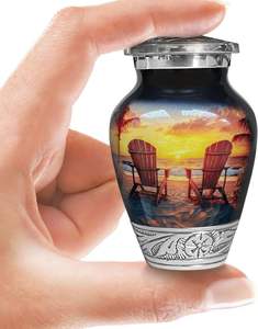 Urna de cremación de recuerdo pequeña de aluminio con vista al atardecer para cenizas | Proveedor de fichas de urnas funerarias al por mayor - Product Image 1