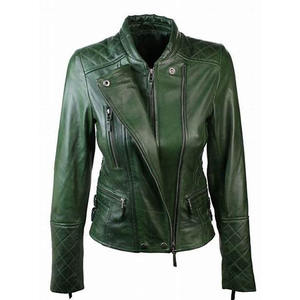 Dernière conception femmes couleur verte fermeture éclair mode veste en cuir respirant bonne qualité Faux cuir femmes vestes en gros 2025 - Product Image 5
