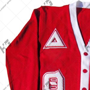 DST <b>Red</b> <b>cardigan</b> with white trims acrylic knitted <b>cardigan</b> for sororities and fraternities greek <b>cardigan</b> - Product Image 2