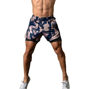 Pantalones cortos de gimnasio de doble capa para hombre con bolsillos con cremallera Ropa de entrenamiento físico de verano-Servicio OEM de sublimación de MOQ bajo disponible - Product Image 6