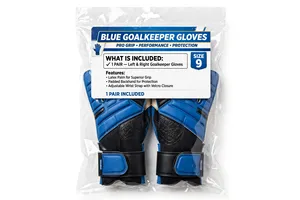 Gants de gardien de but de football en latex bleu, respirants, imperméables, antidérapants, à doigts complets, avec fermeture auto-agrippante réglable et sangle de poignet - Product Image 5
