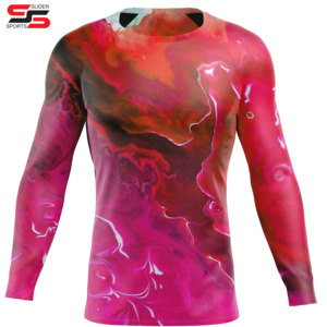 Women's Long Sleeve UPF50 <b>Surf</b> Swimming Compression Shirt Sublimation <b>Printed</b> Spandex BJJ Top Quick Dry Rash Guard - Product Image 1