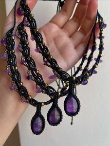 Nouveau collier en macramé avec chaîne argentée réglable vintage pour adolescentes - Cadeau de mariage - Product Image 5