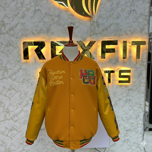 High Quality Custom Design Embroidered Wool Silk Unisex Winter Varsity Lettermen Jacket Eco-Friendly Reversible <b>Covered</b> <b>Button</b> - Product Image 3