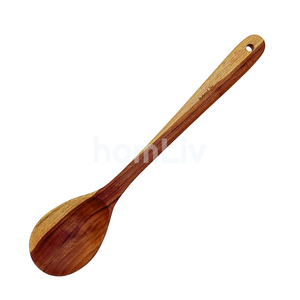 Spatule arrondie en bois de teck écologique et naturel, durable, sans peinture ni vernis, halal, personnalisable pour la cuisine - Product Image 1