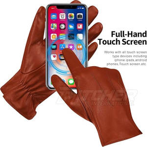 Guantes de Pantalla Táctil de Cuero Ecológicos de Alta Calidad con Logotipo Personalizado de Marca Privada, Transpirables para Invierno y Actividades al Aire Libre - Product Image 3