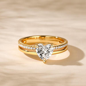 Bague de fiançailles Jeulia en argent sterling plaqué or rose avec diamant de laboratoire taille cœur - Product Image 5