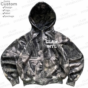 ชุดวอร์มโอเวอร์ไซส์แจ็คเก็ตมีซิปลายพรางผ้าฝ้าย100% ออกแบบได้ตามต้องการชุดวิ่งมีฮู้ดพิมพ์ลายดิจิทัล - Product Image 2