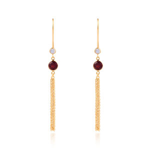 Piedra lunar granate piedra preciosa 925 pendiente de plata esterlina chapado en oro pendiente romántico de moda para aniversario de boda para mujer - Product Image 6