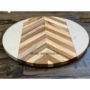 Bloc à hacher en bois d'acacia fini en émail du plus beau look attrayant en forme de rectangle Bords incurvés pour hôtels et restaurants - Product Image 5