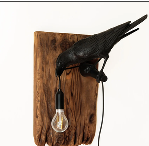 Crow Accent Lamp Halloween DriftWood Nautical Soporte hecho a mano Lámpara de alta calidad - Product Image 2