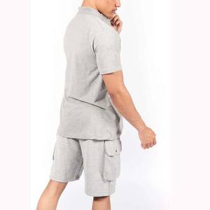 Conjuntos de camisetas polo y pantalones cortos en blanco al por mayor ropa de hombre de dos piezas de talla grande algodón de calle transpirable hombres conjunto doble 2024 - Product Image 6