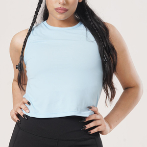 Camiseta sin mangas de algodón en blanco para gimnasio, logotipo bordado personalizado, camisetas sin mangas acanaladas de verano a granel para mujer - Product Image 1