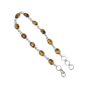 Oeil de tigre 925 argent Sterling pierres précieuses Bracelet réglable Bracelet tigre forme ovale bijoux Bracelet fait main bijoux - Product Image 1